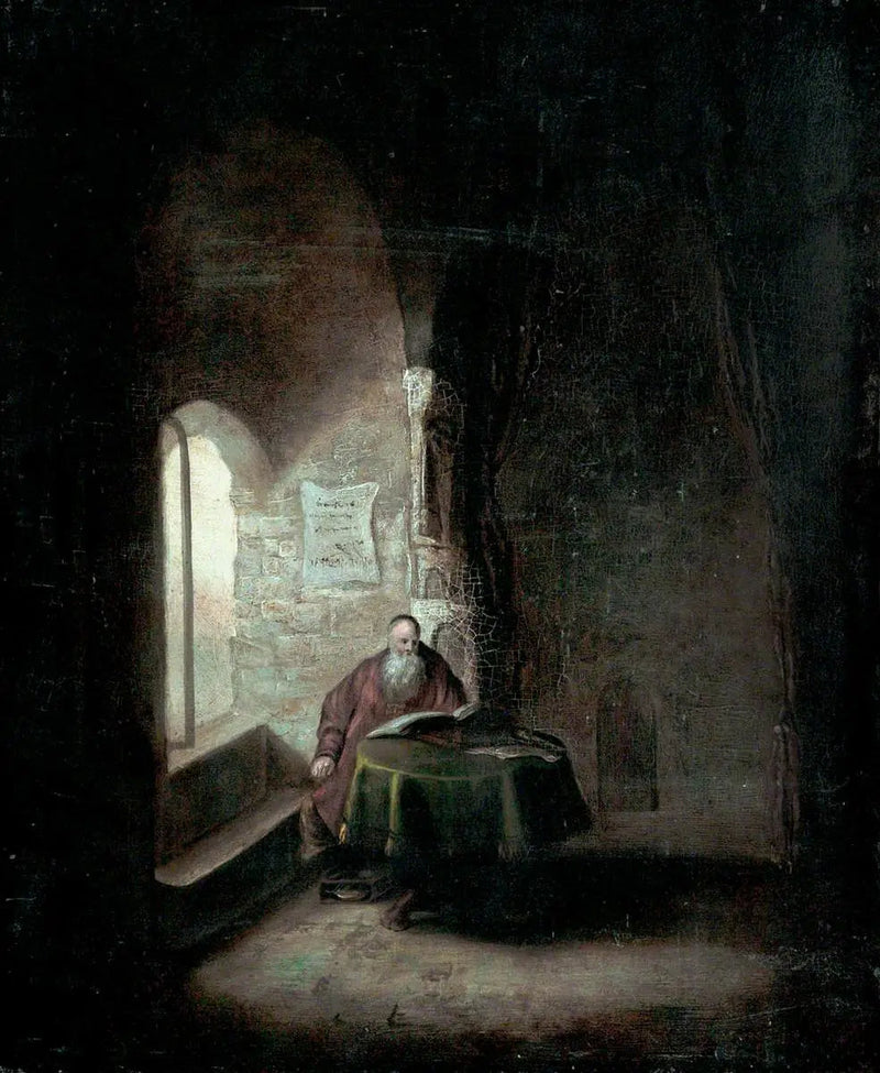 Velho sábio em uma câmara abobadada - Rembrandt