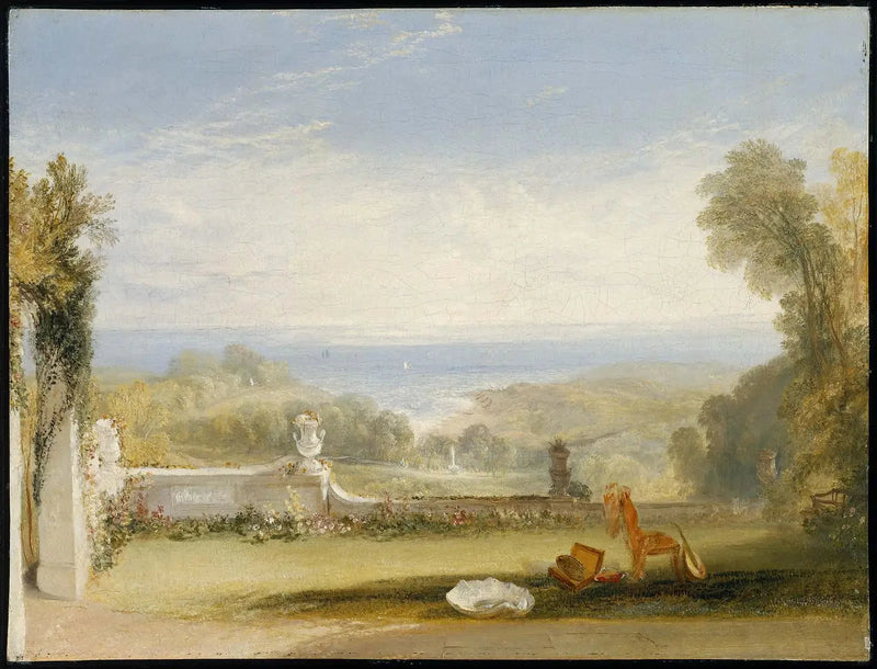 Vista do Terraço de uma Vila em Niton, Ilha de Wight, de Esboços de uma Senhora - J. M. W. Turner