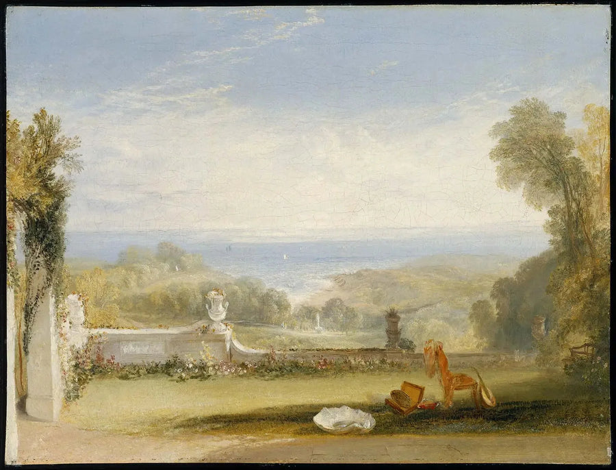 Vista do Terraço de uma Vila em Niton, Ilha de Wight, de Esboços de uma Senhora - J. M. W. Turner
