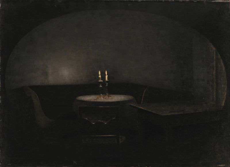 Intérieur. Lumière artificielle - Vilhelm Hammershøi