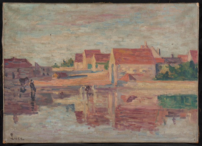 Vilarejo à beira de um rio - Maximilien Luce