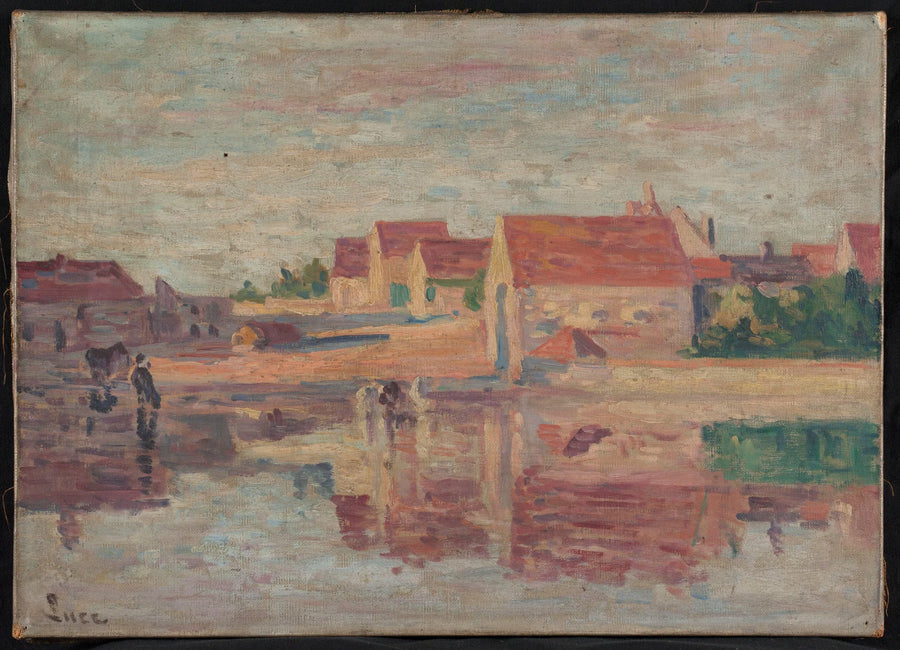 Vilarejo à beira de um rio - Maximilien Luce