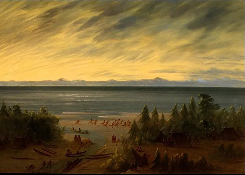 Vila de Nayas ao pôr do sol - George Catlin