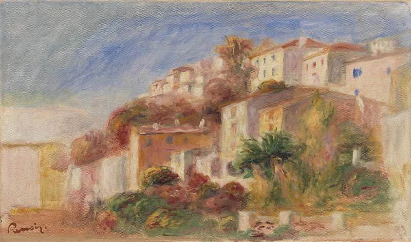 Vista do jardim da Correios, Cagnes (Aldeia vista do jardim da correios, Cagnes) - Pierre-Auguste Renoir
