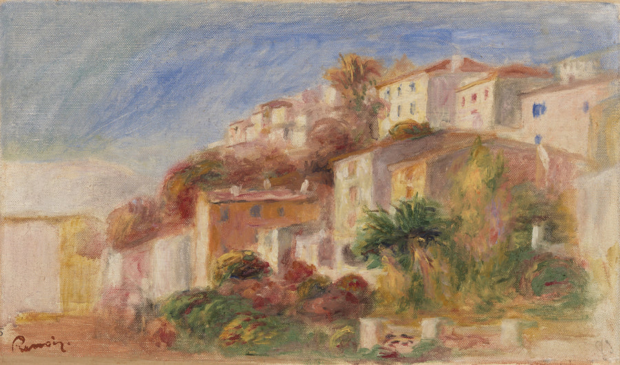 Vista do jardim da Correios, Cagnes (Aldeia vista do jardim da correios, Cagnes) - Pierre-Auguste Renoir
