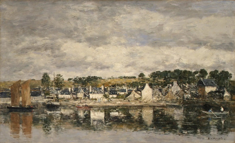 Vila à beira de um rio - Eugène Boudin