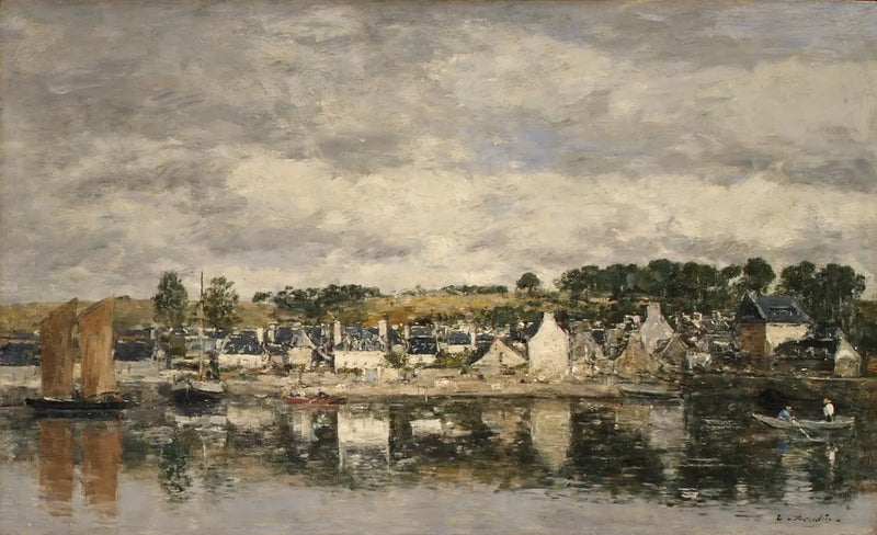 Vila à beira de um rio - Eugène Boudin