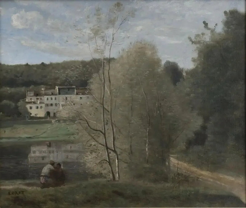 Ville-d'Avray, o lago e as casas Cabassud - Jean-Baptiste Camille Corot