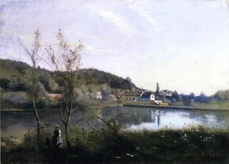 Ville-d'Avray, o grande lago e suas vilas - Jean-Baptiste Camille Corot