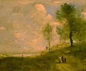 Ville d'Avray (Paisagem e figuras) - Jean-Baptiste Camille Corot