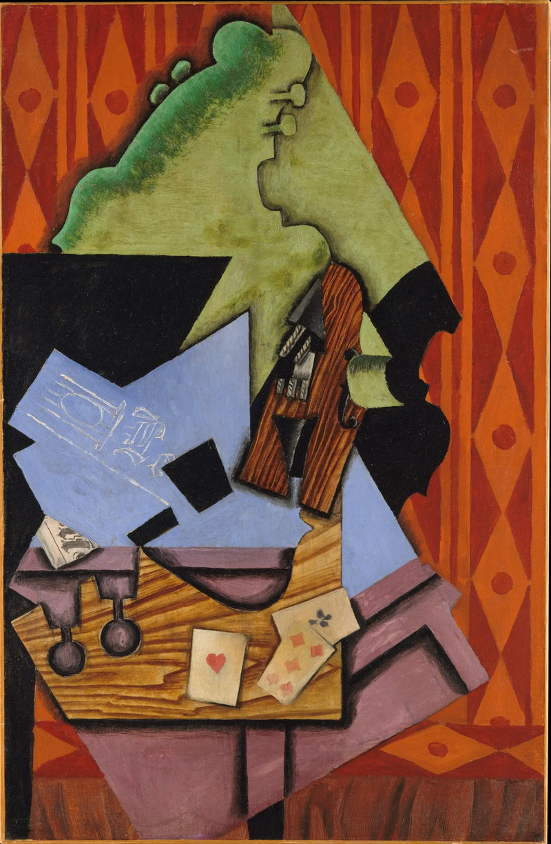 Violino e Cartas de jogar sobre uma mesa - Juan Gris