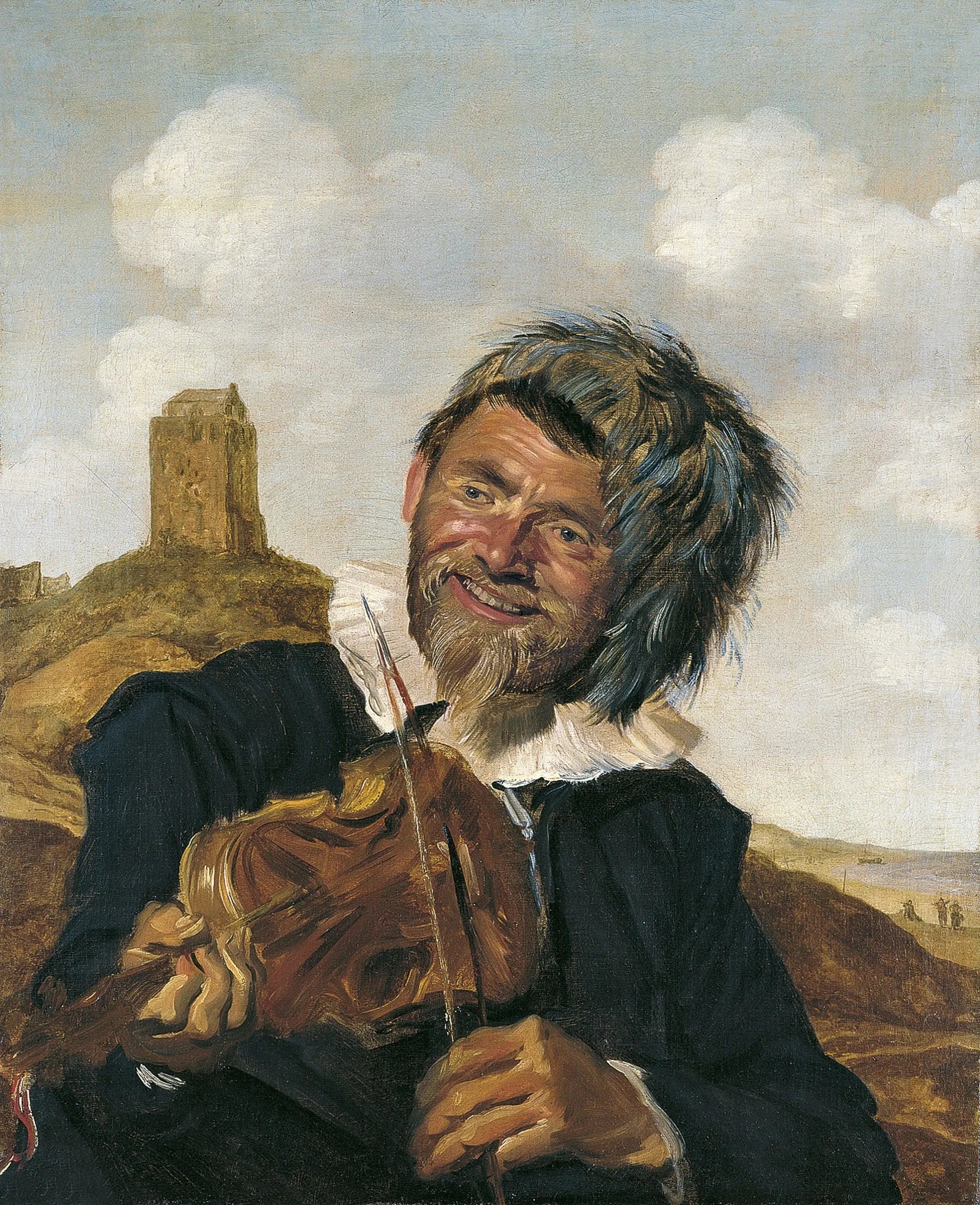 Violoniste gaucher dans un paysage de dunes - Frans Hals - Alpha Reproduction