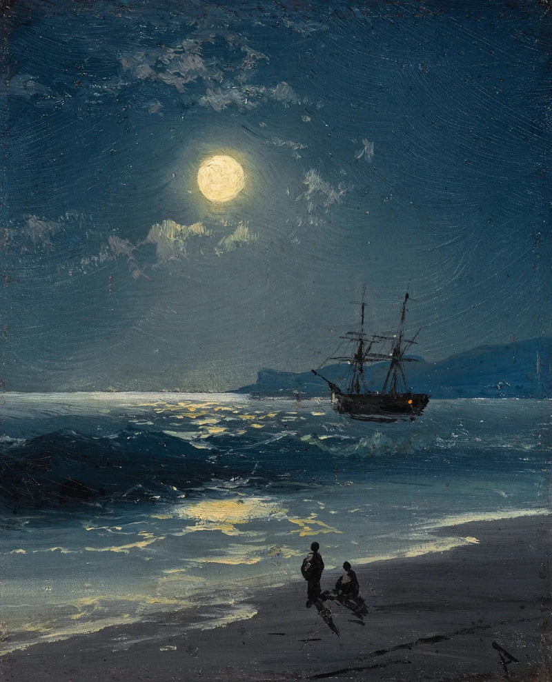 Veleiro em um mar calmo sob a luz da lua - Ivan Aïvazovski