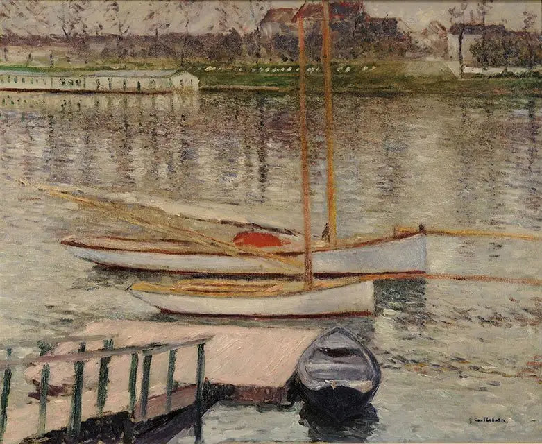Veleiros ancorados no Sena, em Argenteuil - Gustave Caillebotte