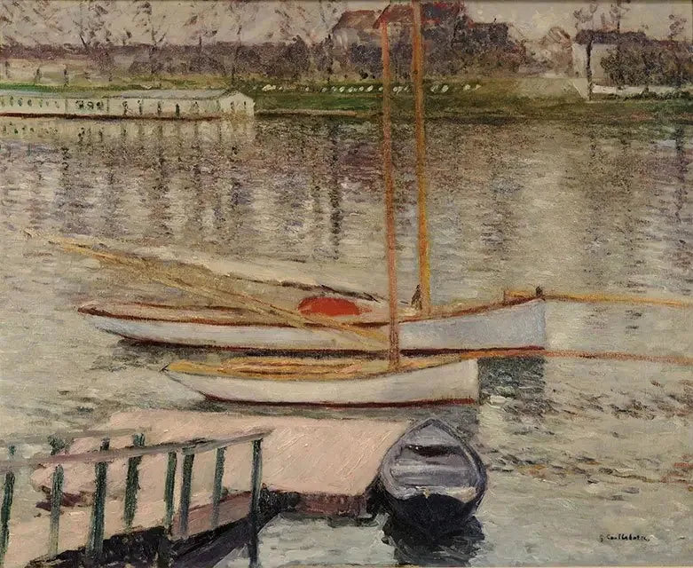 Veleiros ancorados no Sena, em Argenteuil - Gustave Caillebotte
