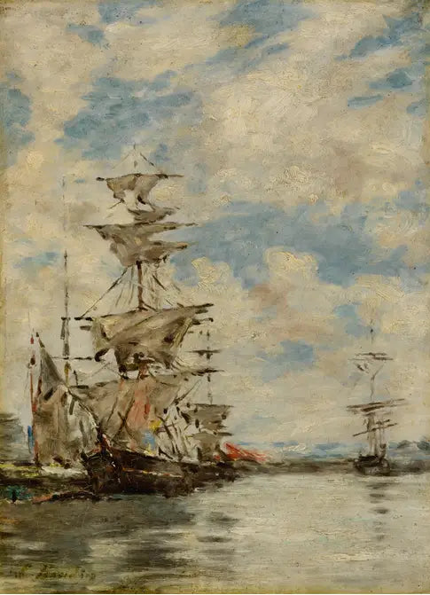 Veleiros no porto - Eugène Boudin