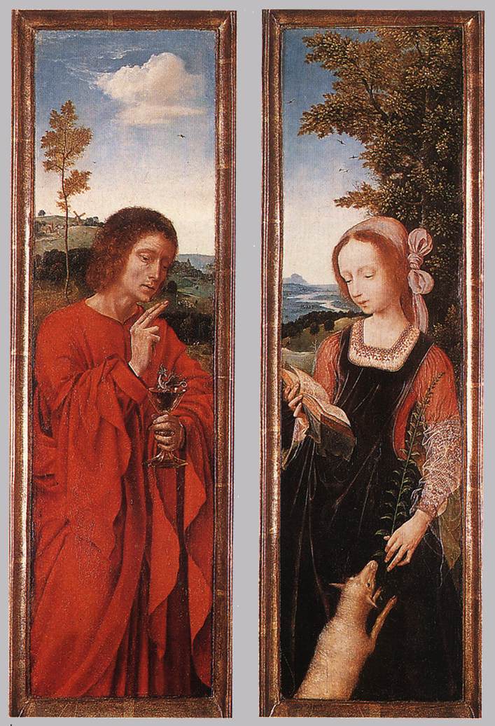 Painel de um tríptico. São João Evangelista e Santa - Quentin Metsys