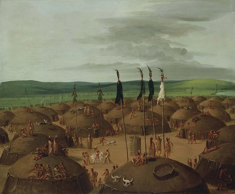 Vista aérea da vila de Mandan, a 1800 milhas acima de Saint-Louis - George Catlin