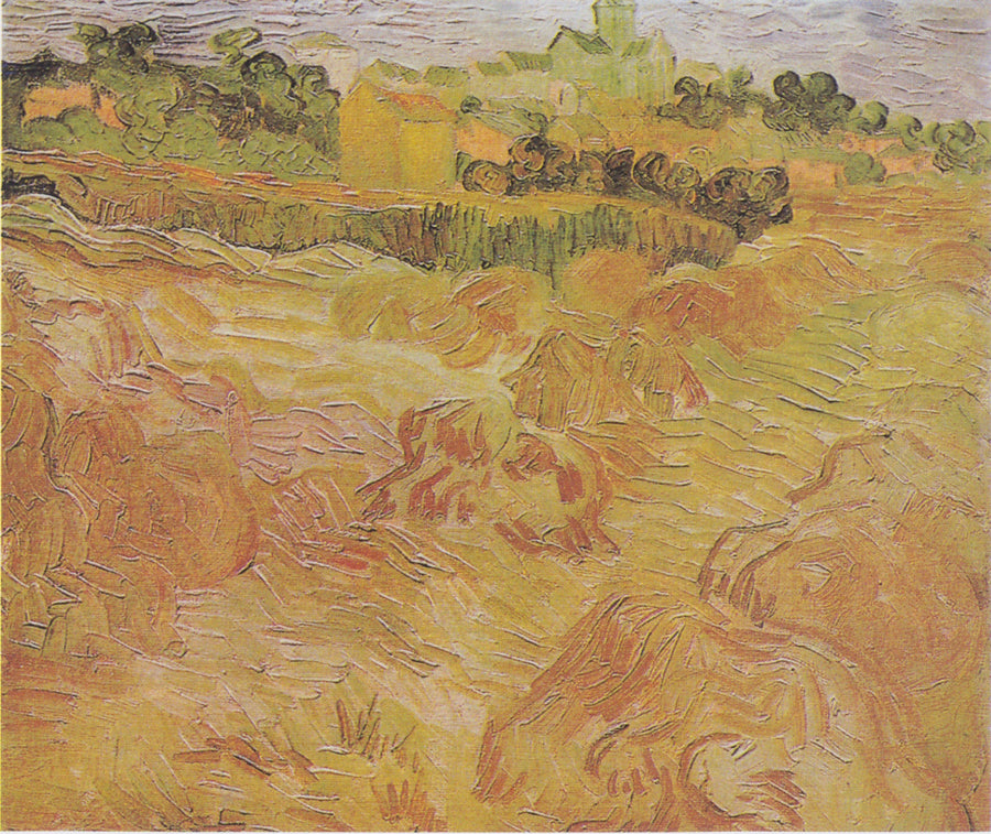 Campos de trigo com Auvers ao fundo - Vincent van Gogh