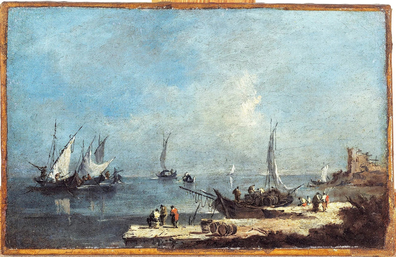 Vista de um porto, sobre a laguna - Francesco Guardi