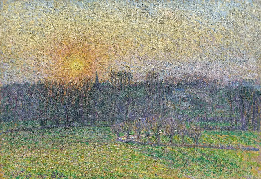 Vista de Bazincourt, pôr do sol - Camille Pissarro