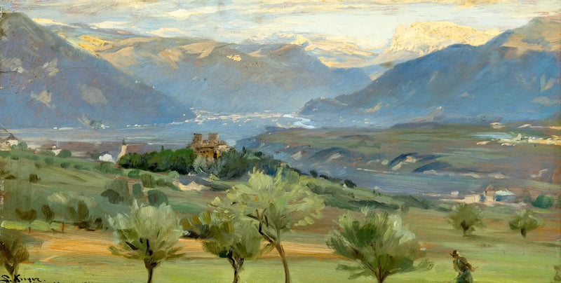 Vista de Bolzano desde o castelo Saint-Valentin no Tirol. - Peder Severin Krøyer