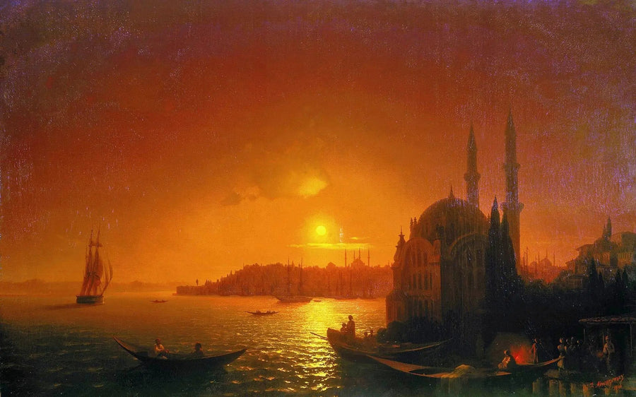 Vista de Constantinopla à luz da lua - Ivan Aivazovsky