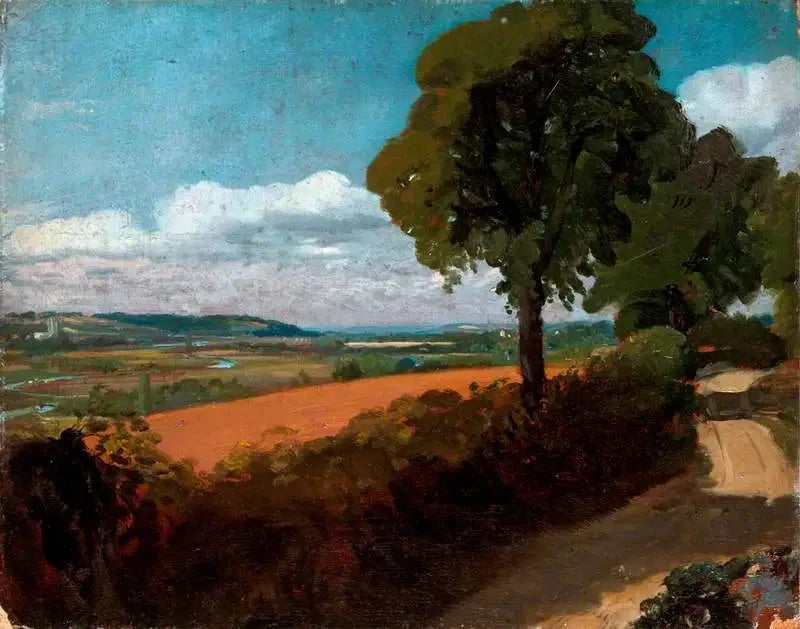 Vista de Dedham a partir da estrada que leva da igreja de East Bergholt a Flatford - John Constable