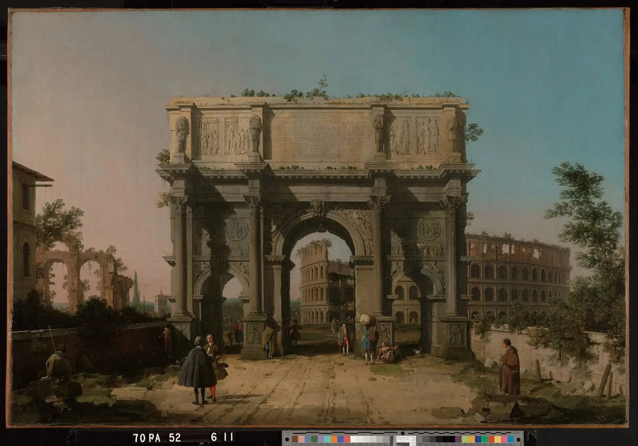 Vista do Arco de Constantino com o Coliseu - Canaletto