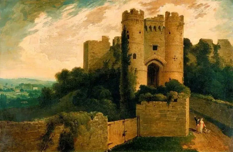 Vista da entrada do castelo de Carisbrooke, Ilha de Wight - John Martin