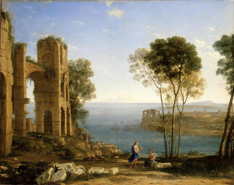 Vista da costa com Apolo e a sibila de Cumas - Claude Lorrain