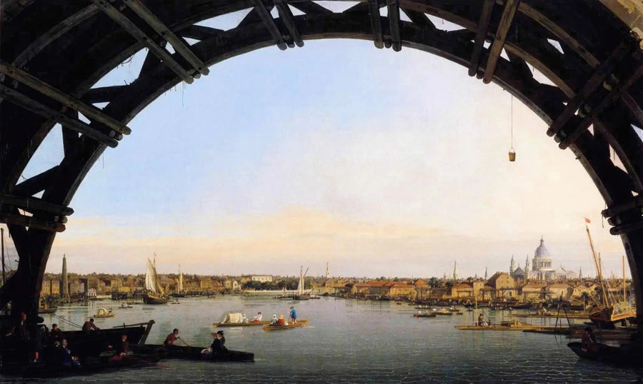 Vista do Tamisa e da City sob um arco da Westminster Bridge - Canaletto