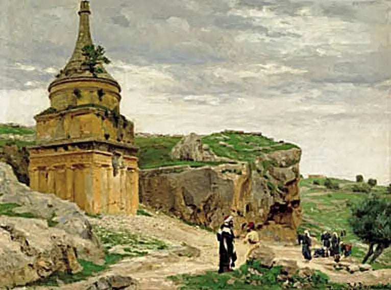 Vista do vale do Cedron com a tumba de Absalão, perto de Jerusalém. - H. A. Brendekilde