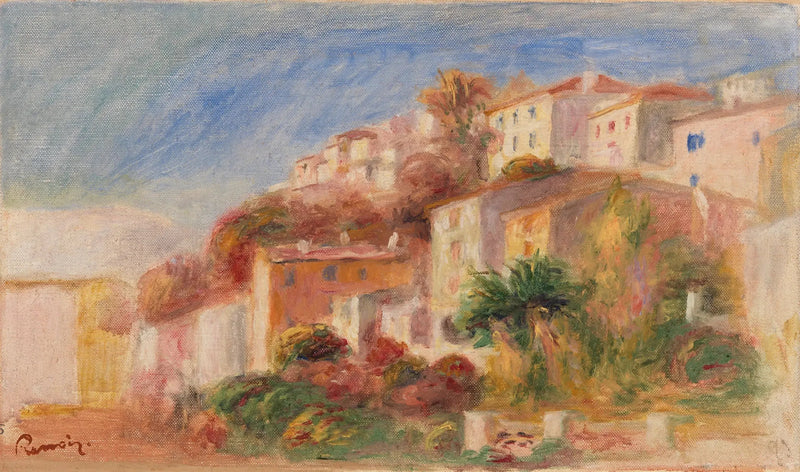 Vista do jardim da Correios, Cagnes (Aldeia vista do jardim da correios, Cagnes) - Pierre-Auguste Renoir
