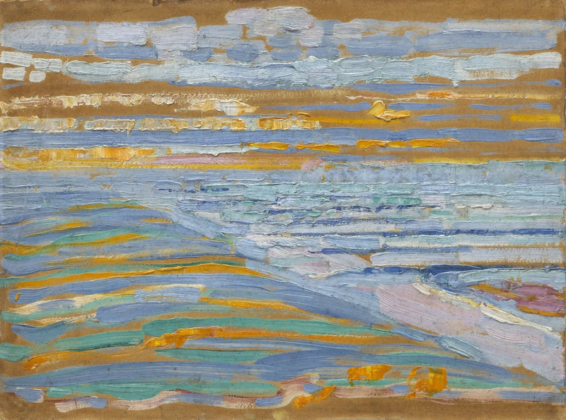Vista das dunas com praia e píeres, Domburg - Piet Mondrian