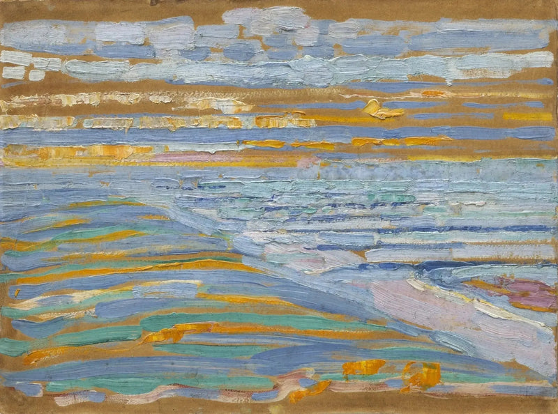Vista das dunas com praia e píeres, Domburg - Piet Mondrian