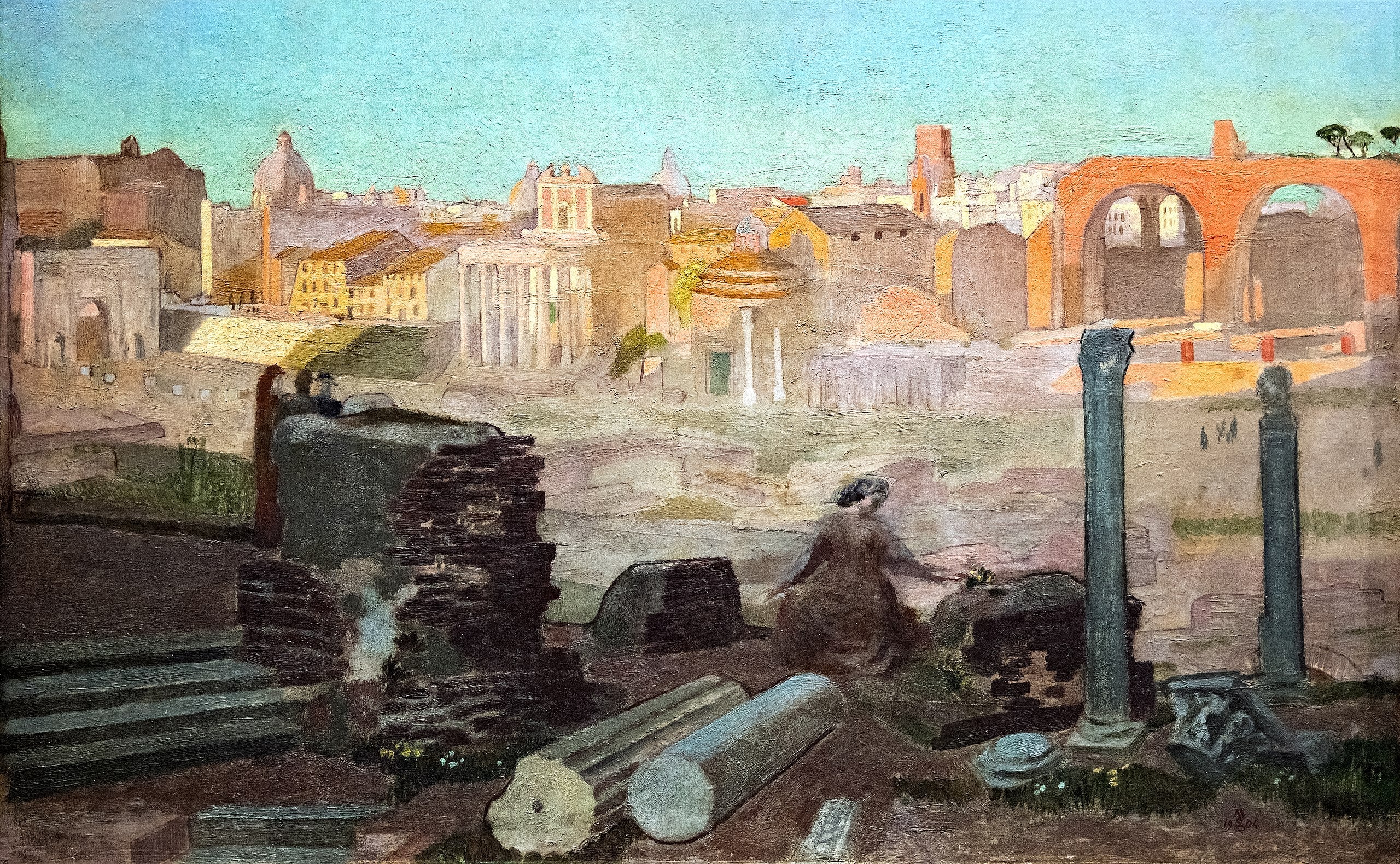 Vue du Forum - Maurice Denis image 1 reproduction artisanale de tableau