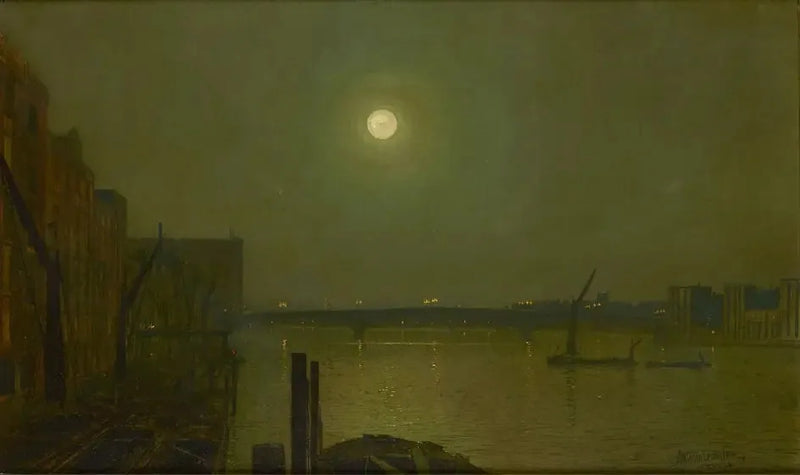 Vista da ponte de Southwark à noite - John Atkinson Grimshaw