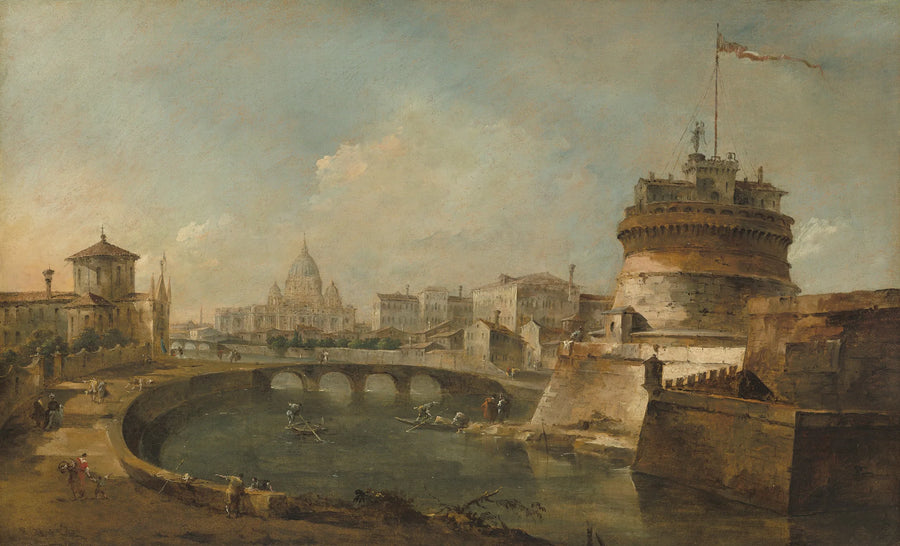 Vista fantasiosa do Castelo de Santo Ângelo, Roma - Francesco Guardi