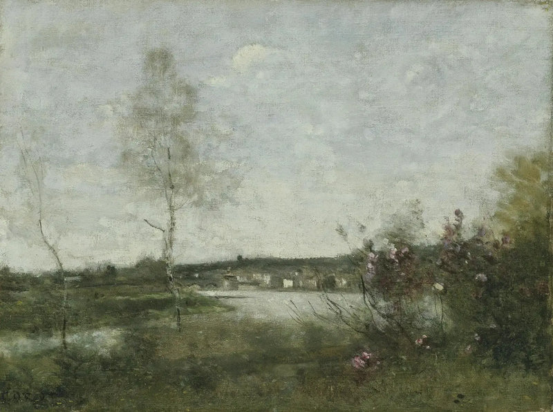 Vista distante de Corbeil, manhã - Jean-Baptiste Camille Corot