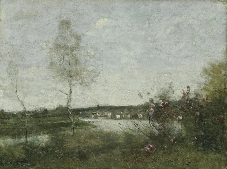 Vista distante de Corbeil, manhã - Jean-Baptiste Camille Corot