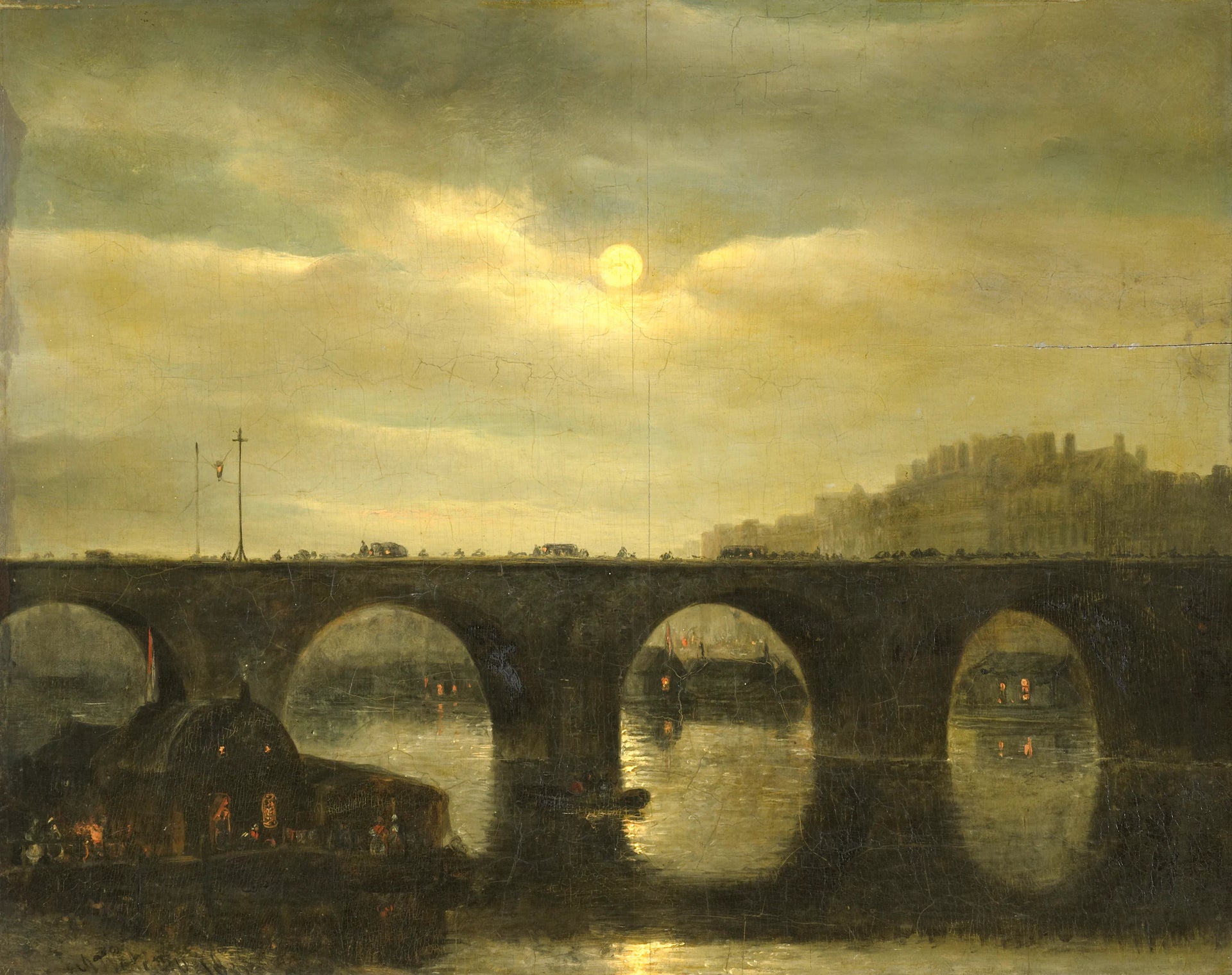 Vue d'un pont sur la Seine à Paris au clair de lune - Antonie Waldorp