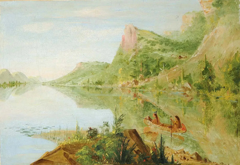 Vista do rio Wisconsin, Winnebago Shooting Ducks - George Catlin