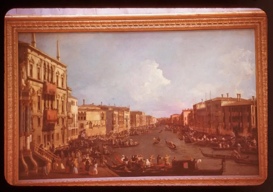 Vista do Grande Canal a partir do Palazzo Balbi até a Ponte de Rialto, durante uma regata - Canaletto