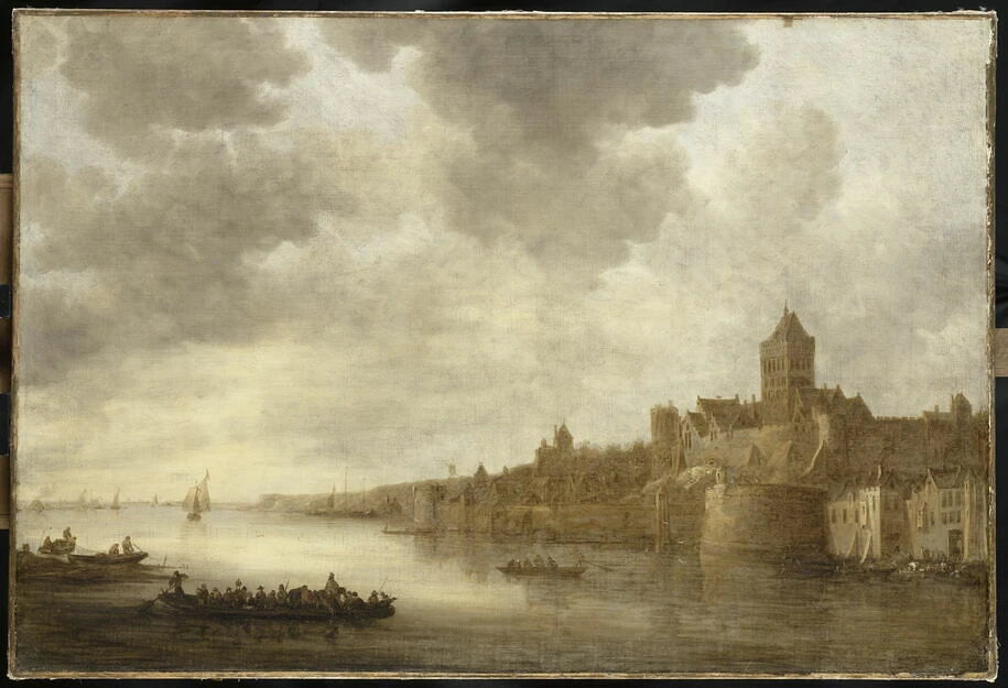 Vue de la ville néerlandaise de Nimègue avec le château du Valkhof dominant la rivière Waal - Jan van Goyen