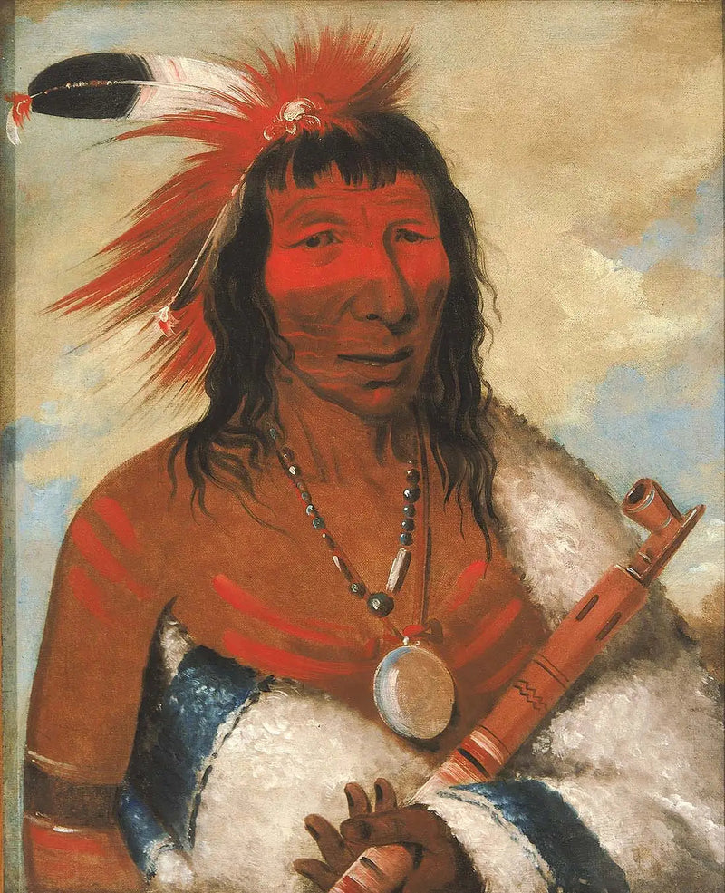 Wá-nah-de-túnk-ah, Grande Águia (ou Cão Preto), Chefe da gangue O-hah-kas-ka-toh-y-an-te - George Catlin