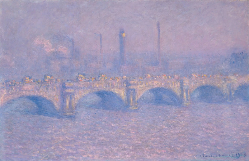 Ponte de Waterloo, sol encoberto. - Claude Monet