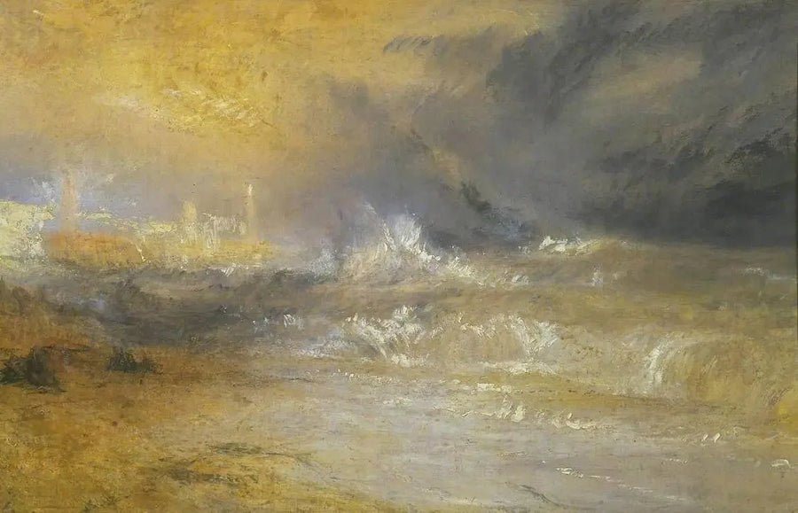 Ondas Quebrando em uma Costa Abrigada em Margate (Estudo para 'Foguetes e Luzes Azuis') - J. M. W. Turner