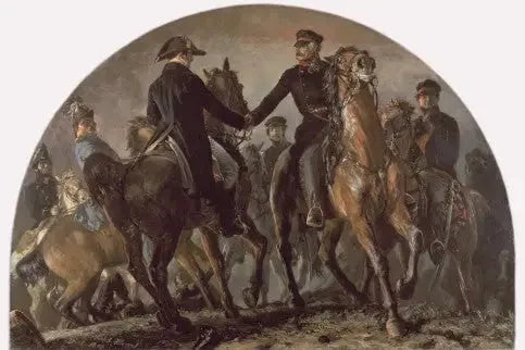 Wellington e Blücher na Batalha de Waterloo - Adolph von Menzel