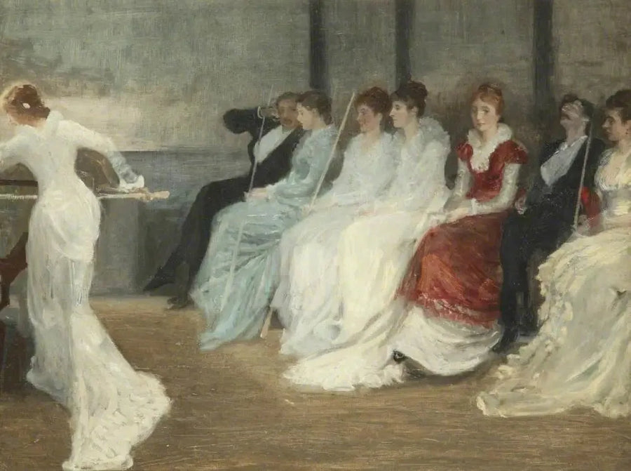 Whistler e a família Leyland na sala de bilhar, Speke Hall - James Abbott McNeill Whistler